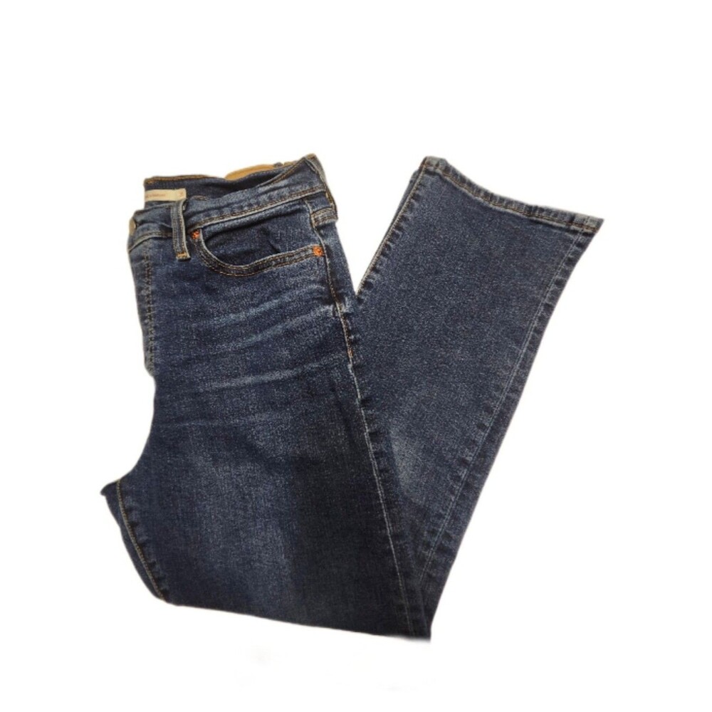 Levi's Wedgie Straight Dark Blue Wash Button Fly High Rise Denim Jeans, 31